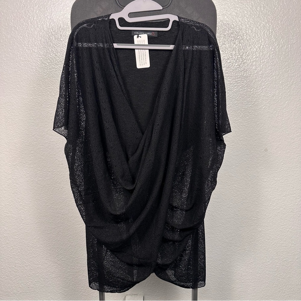 COLLEEN LOPEZ | sheer knit top with roughing in front